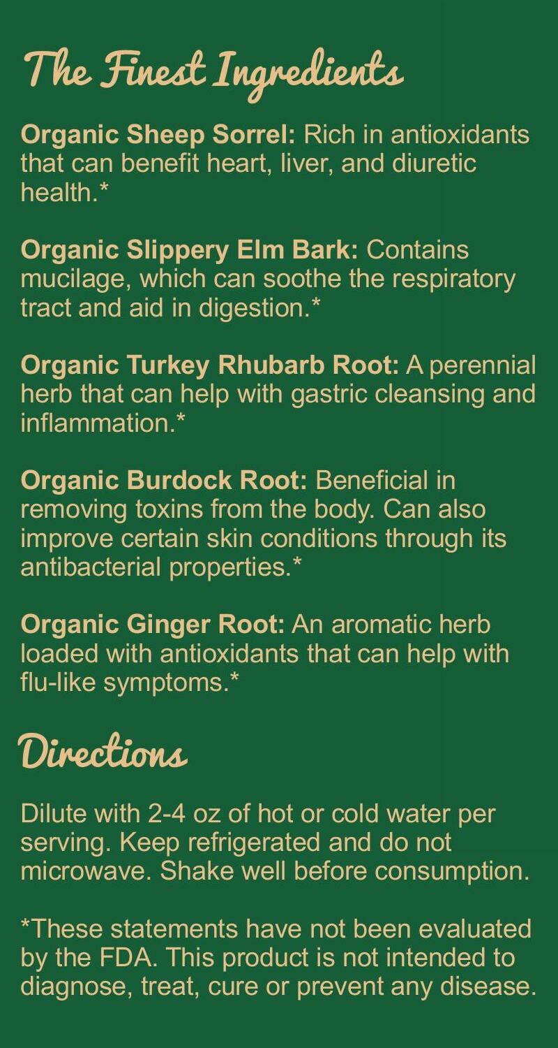 Cold & Flu Relief Medicinal Essiac Tea, Organic Ginger Blend